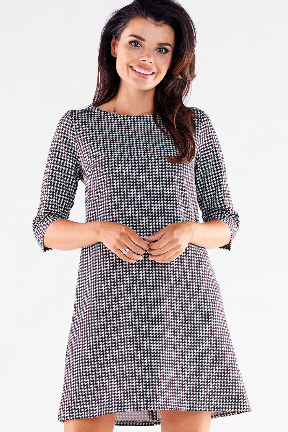 Sukienka Model A521 Houndstooth - awama176882 - Czarny