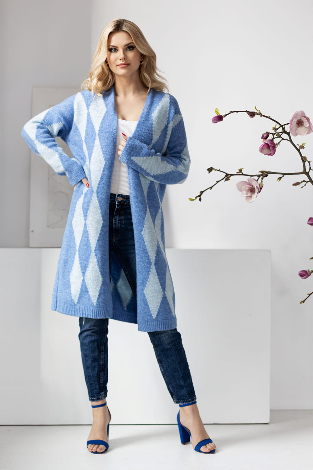 Sweter Kardigan Model 30092 Blue - PeeKaBoo178643 - Wielokolorowy