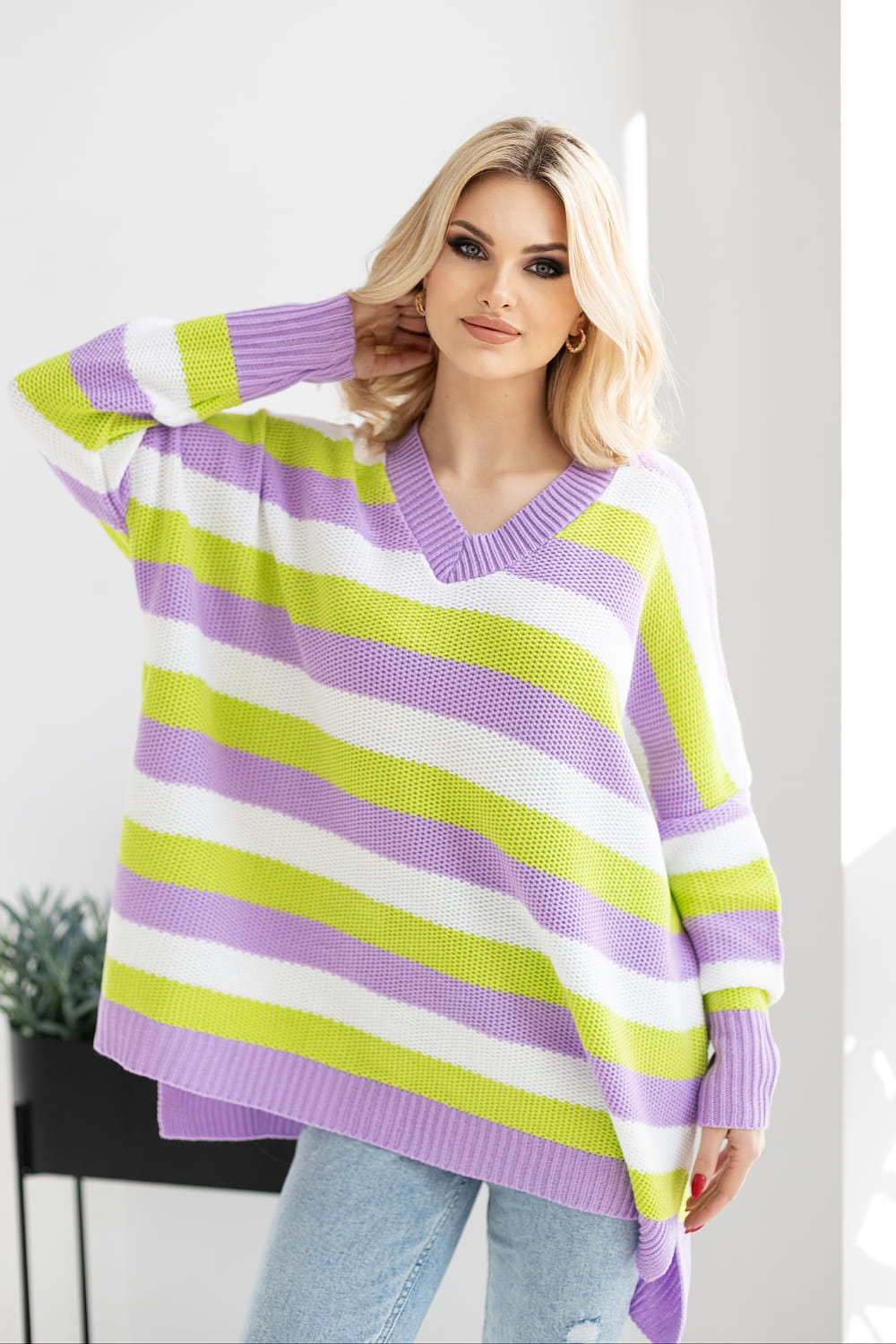 Sweter Damski Model 30091 Lila - PeeKaBoo178645 - Wielokolorowy - obrazek 2