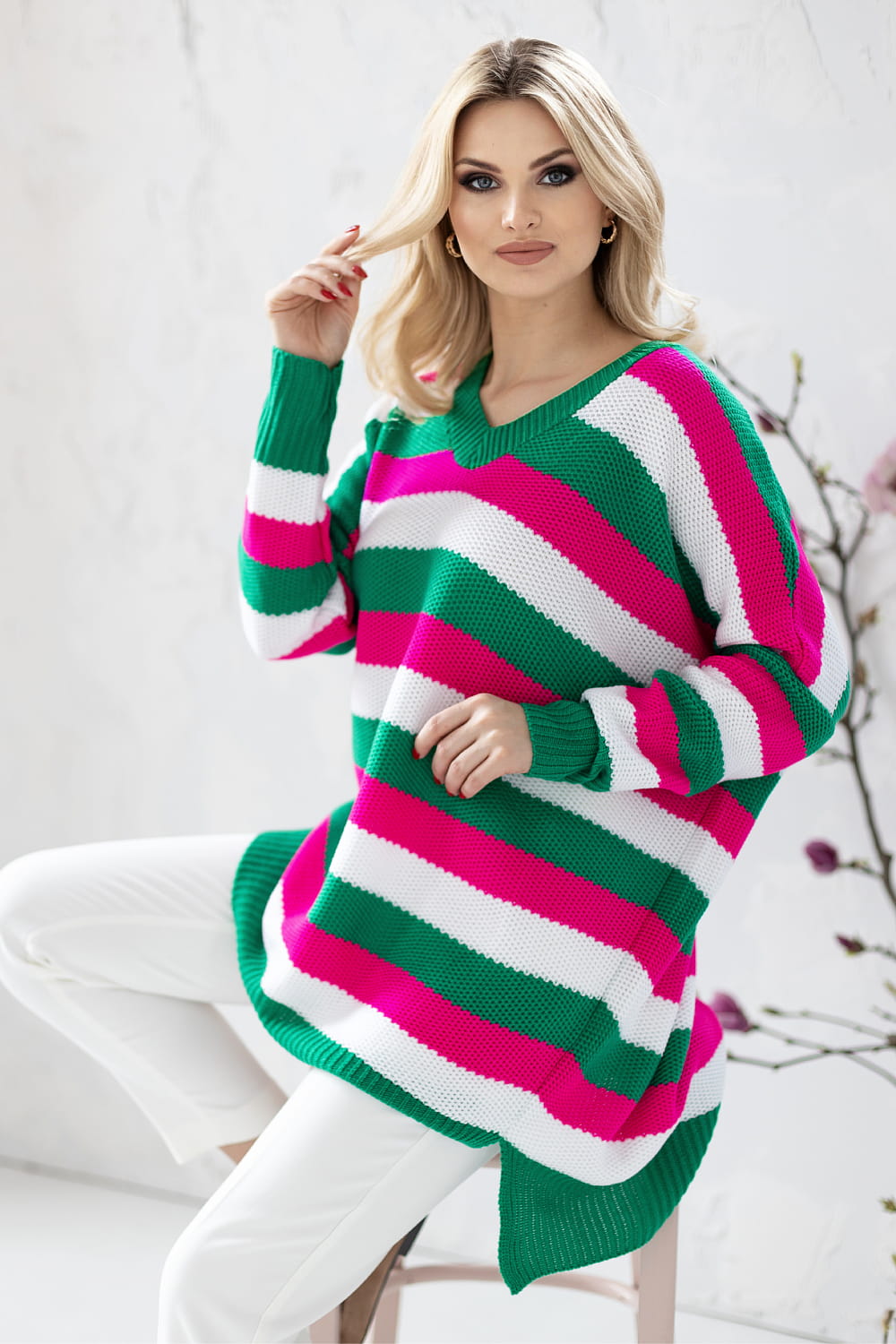 Sweter Damski Model 30091 Dark Green - PeeKaBoo178646 - Wielokolorowy