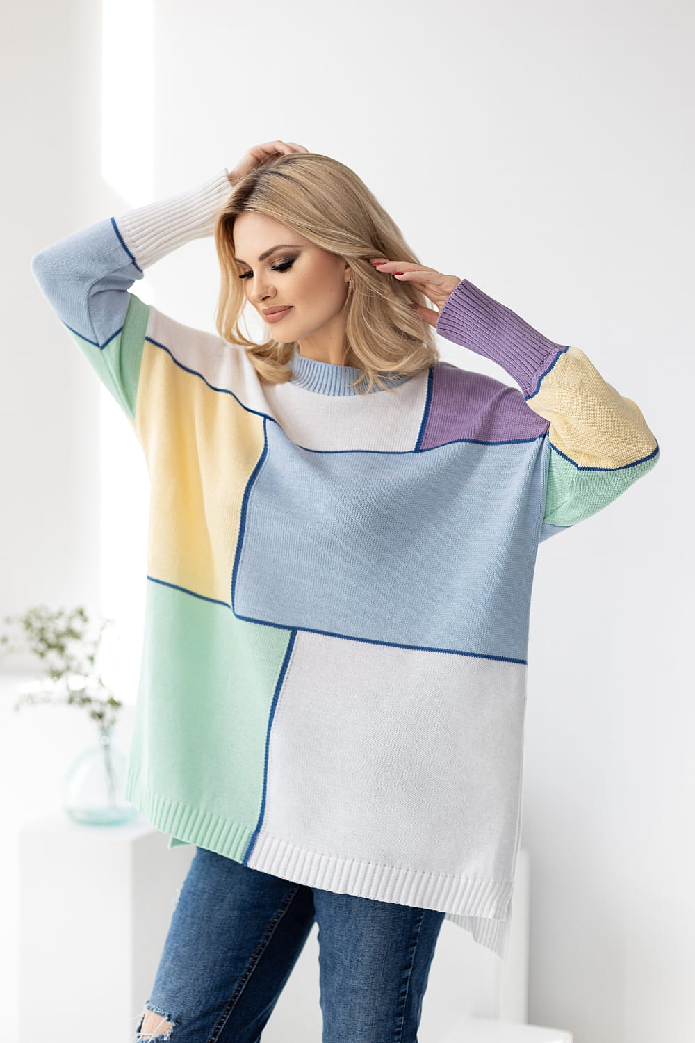 Sweter Damski Model 30089 Błękit - PeeKaBoo178651 - Wielokolorowy