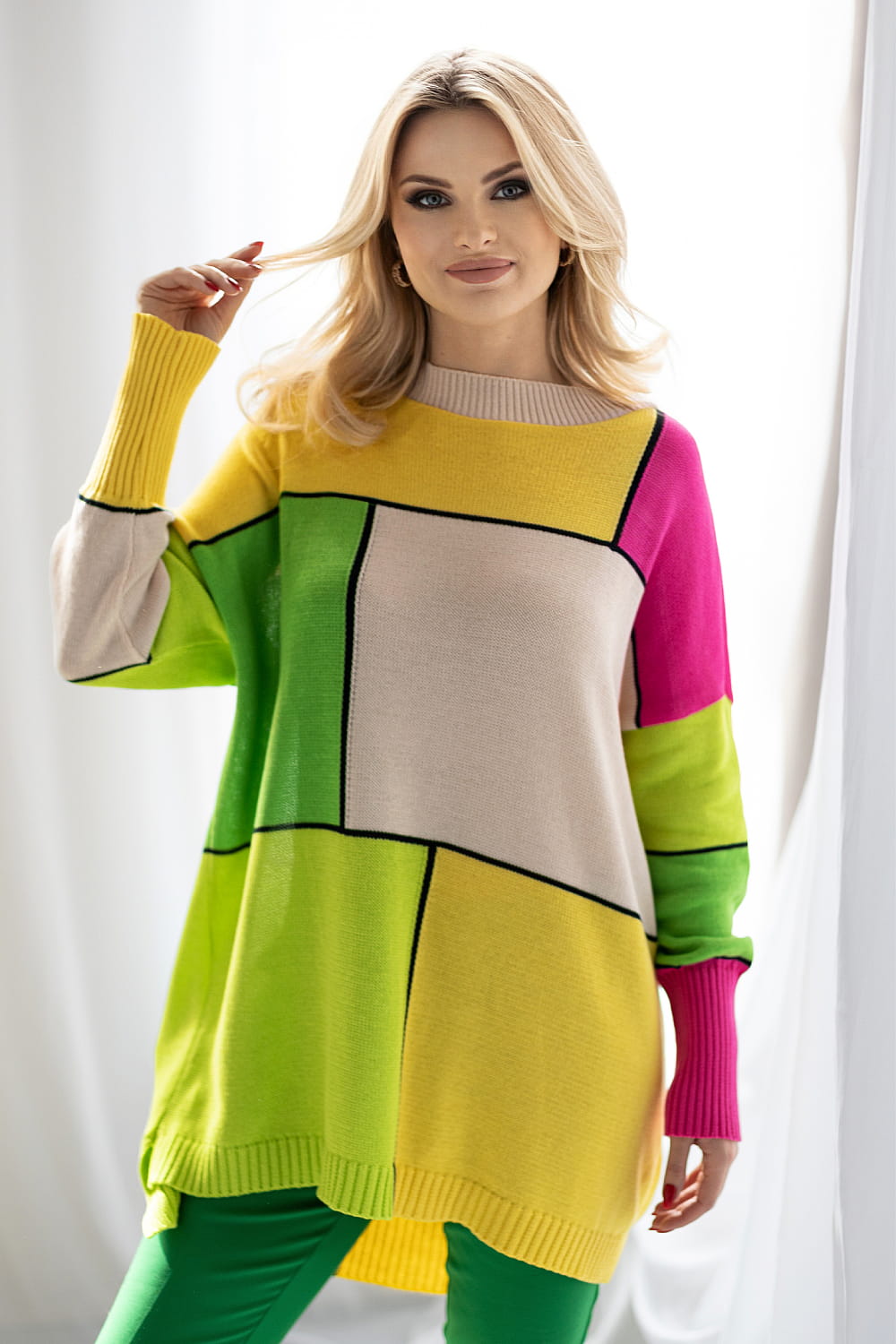 Sweter Damski Model 30089 Beige/Yellow - PeeKaBoo178652 - Wielokolorowy - obrazek 2