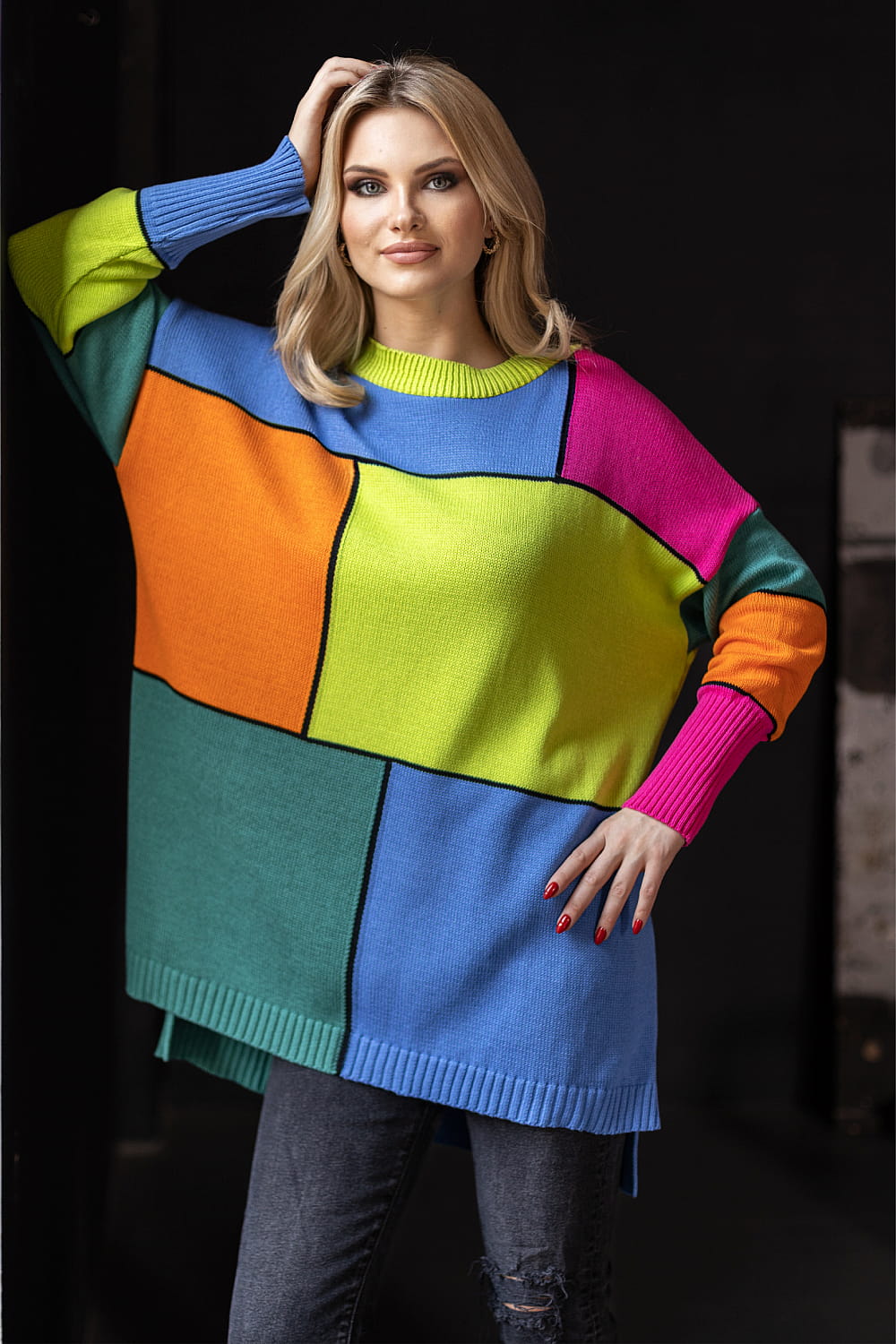 Sweter Damski Model 30089 Limonka - PeeKaBoo178653 - Wielokolorowy - obrazek 2