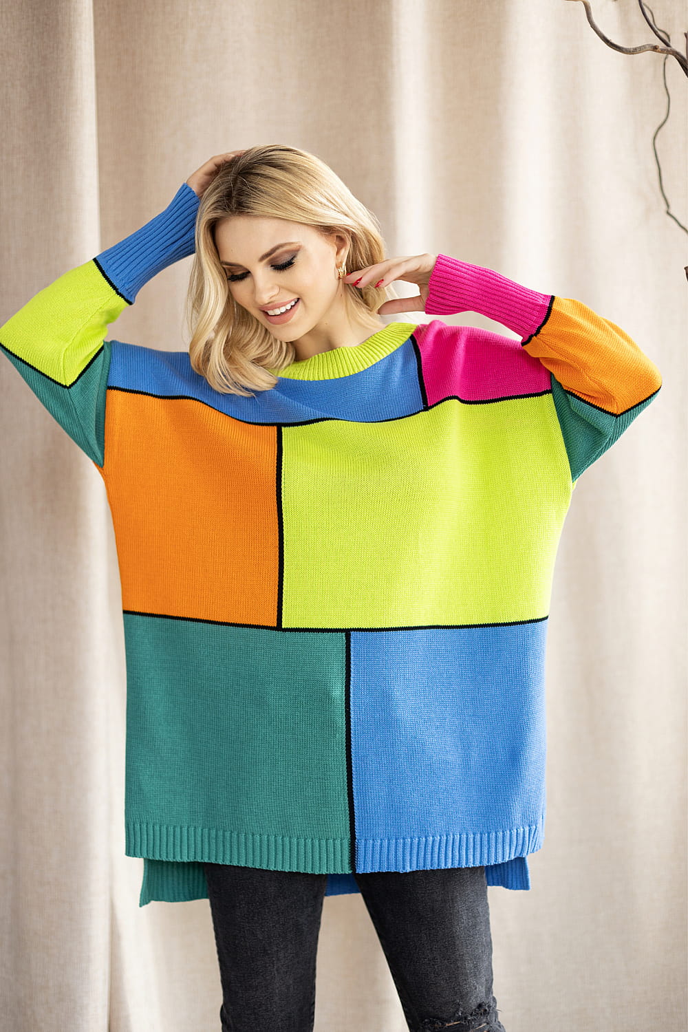 Sweter Damski Model 30089 Limonka - PeeKaBoo178653 - Wielokolorowy - obrazek 3
