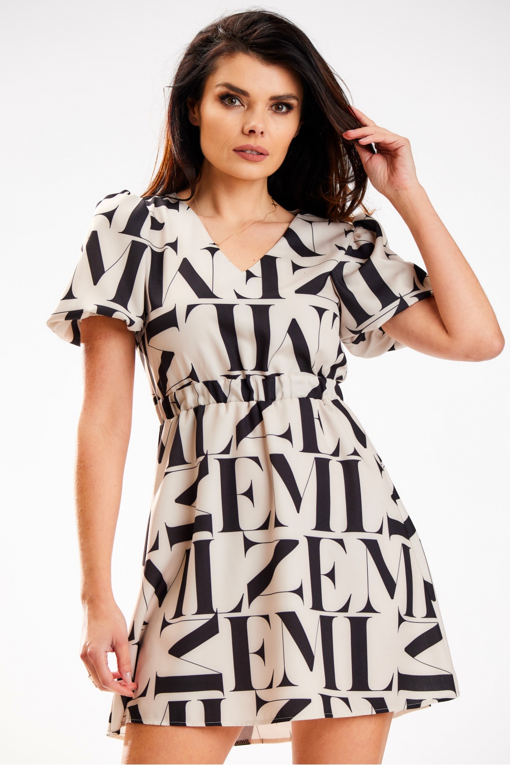 Sukienka Model A587 Letters - awama178658 - Beżowy