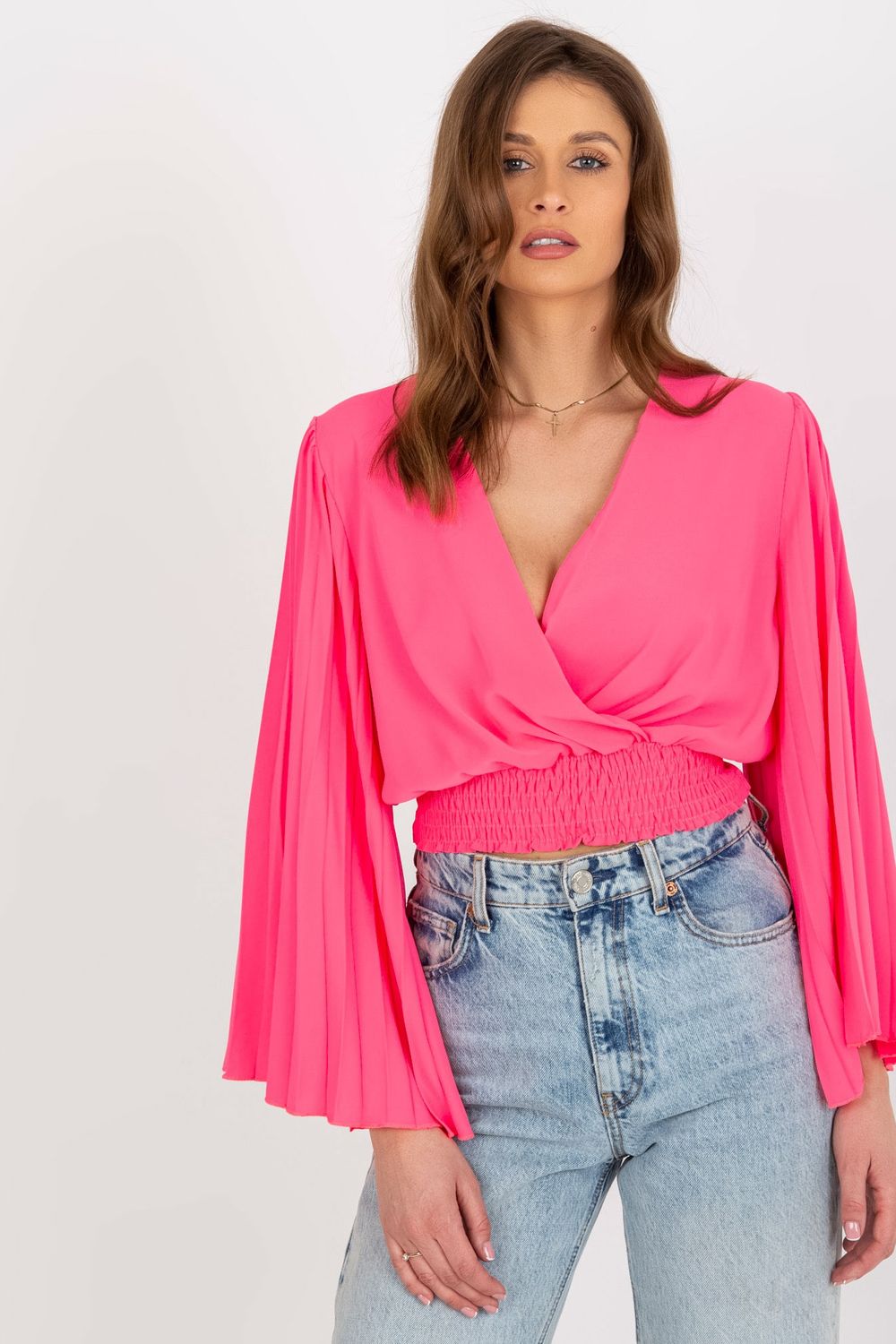 Bluzka Model DHJ-BZ-16503.30X Fluo Pink - Italy Moda179004 - Różowy