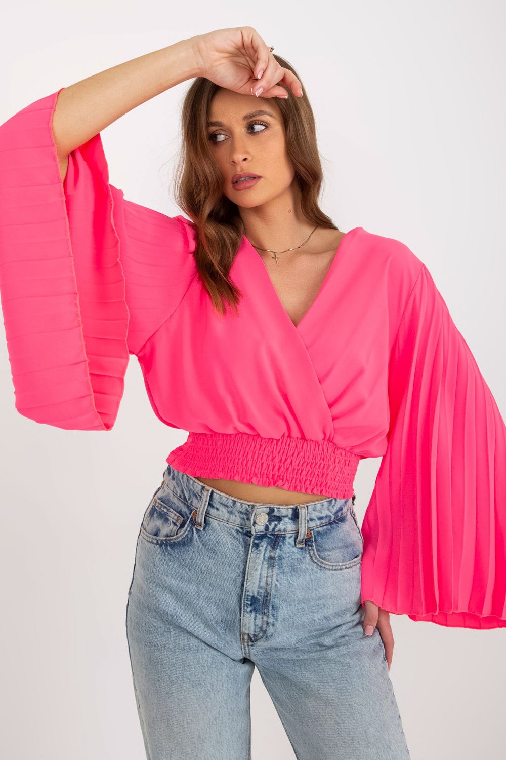Bluzka Model DHJ-BZ-16503.30X Fluo Pink - Italy Moda179004 - Różowy - obrazek 2