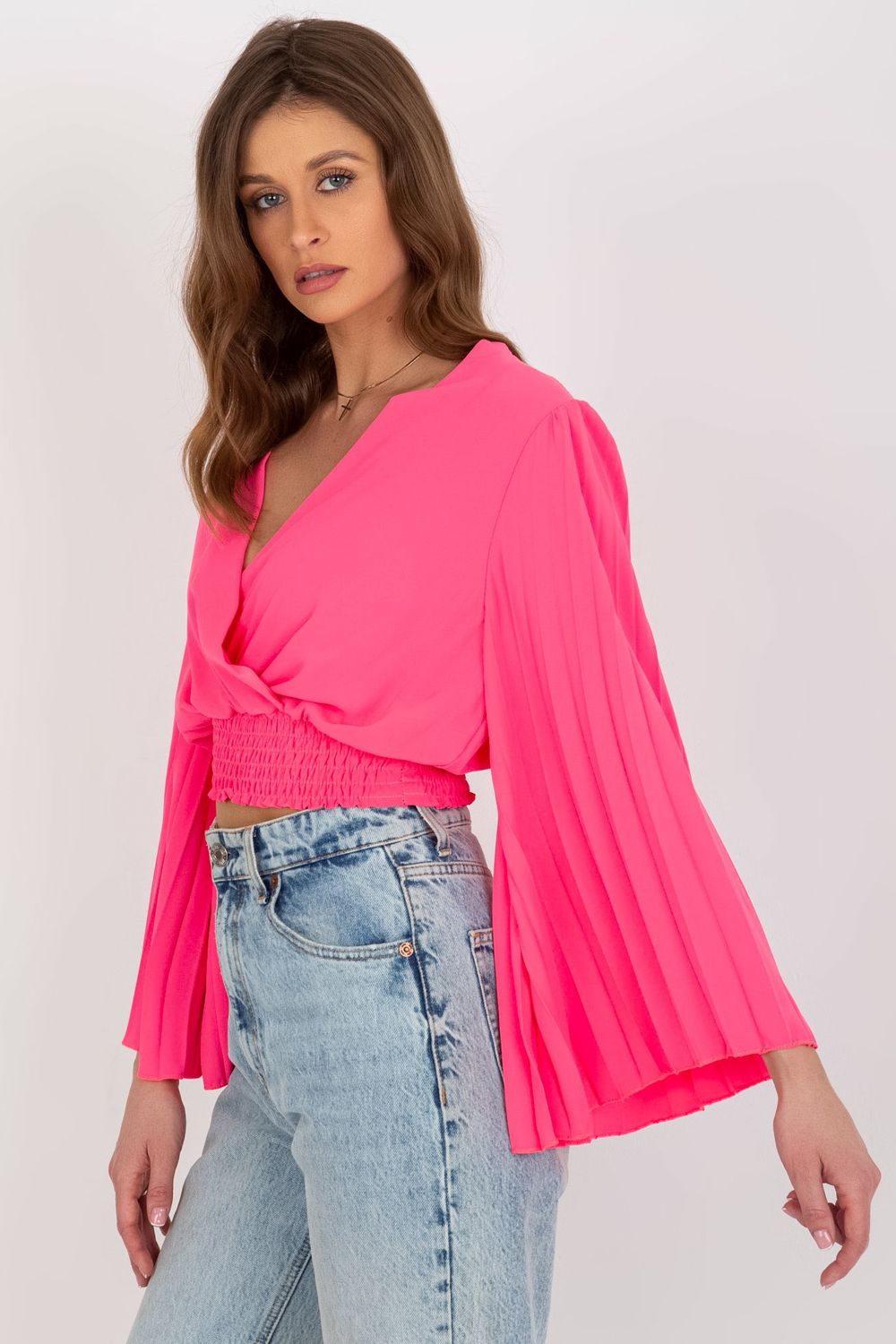 Bluzka Model DHJ-BZ-16503.30X Fluo Pink - Italy Moda179004 - Różowy - obrazek 3