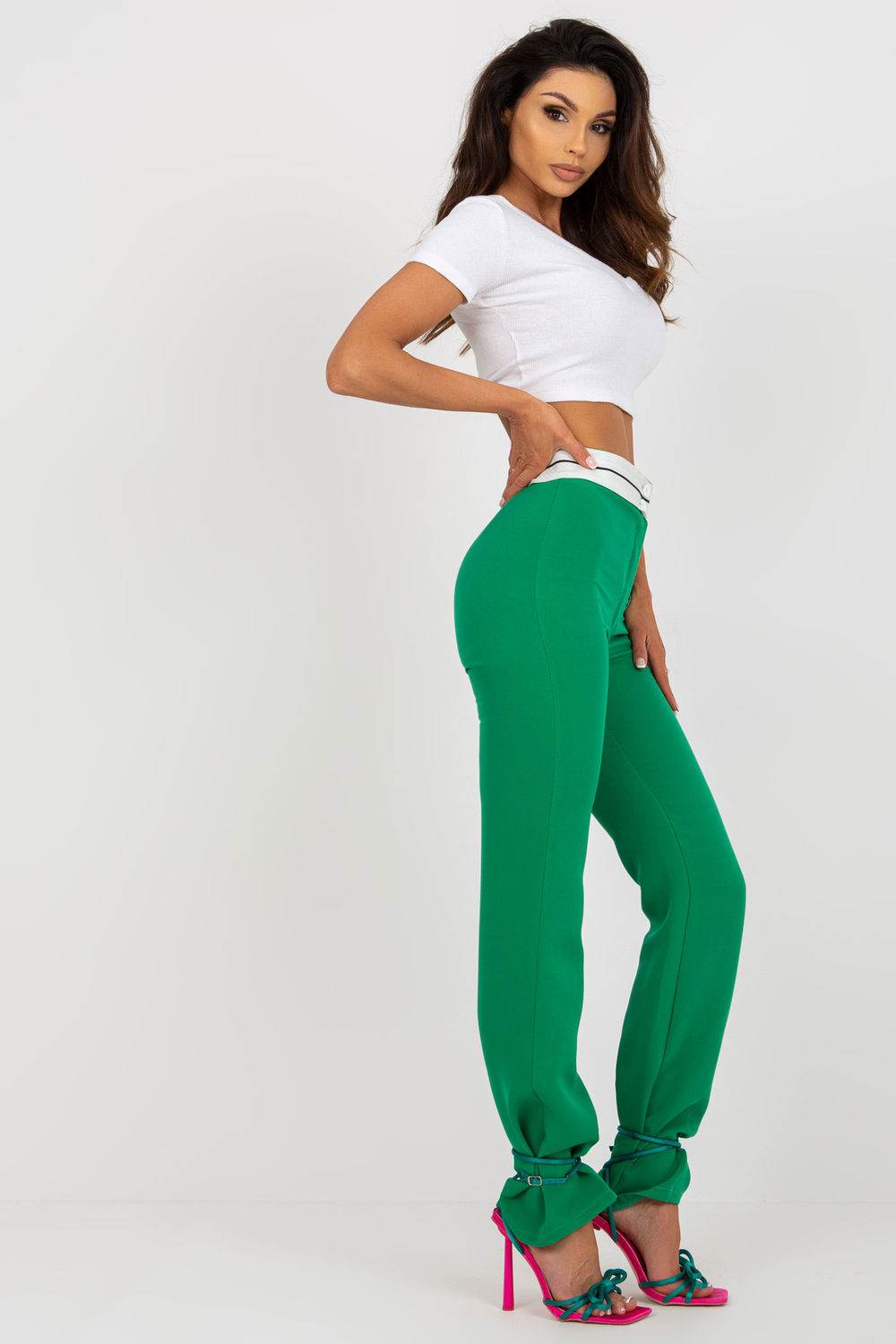 Spodnie Damskie Model DHJ-SP-6971.37P Green - Italy Moda179701 - Zielony - obrazek 4