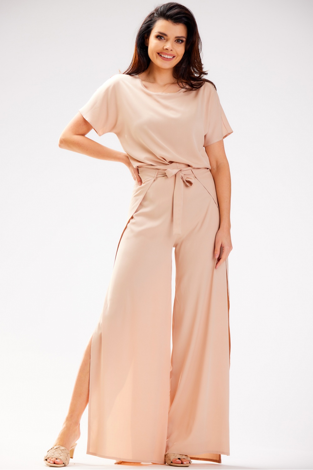 Spodnie Damskie ModelA589 Beige - awama181097 - Beżowy
