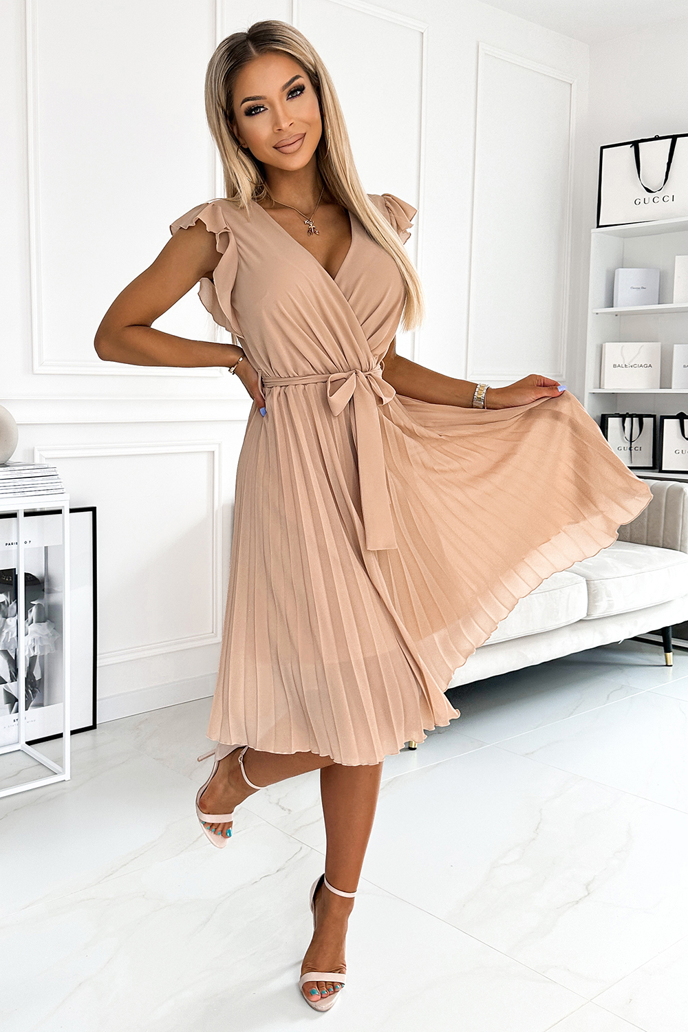 Sukienka Model Polina 374-5 Beige - Numoco181124 - Beżowy - obrazek 2