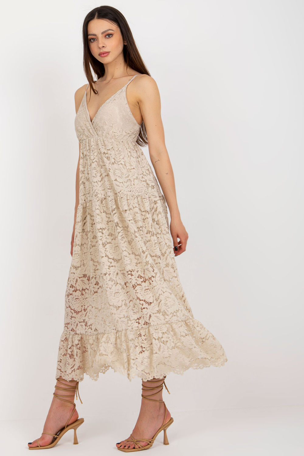 Sukienka Model TW-SK-BI-8247.62P Beige - Och Bella181671 - Beżowy - obrazek 2