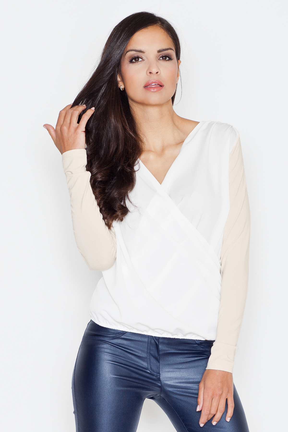 Bluzka Model 375 Beige - Figl43830 - Beżowy