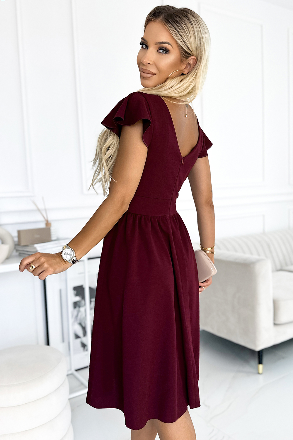 Sukienka Model Matilde 425-4 Bordo - Numoco183708 - Czerwony - obrazek 3