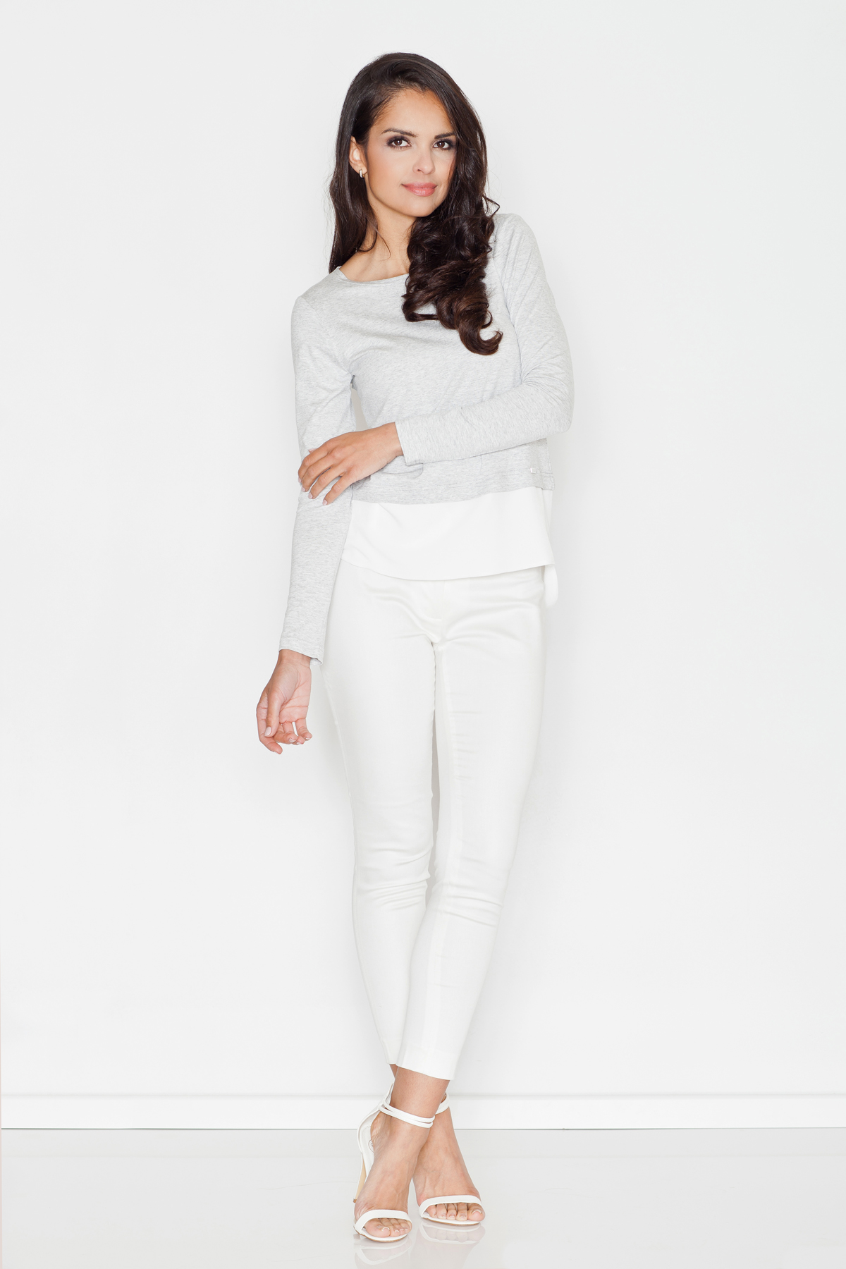 Bluzka Model 374 Light Grey - Figl43832 - Szary - obrazek 2