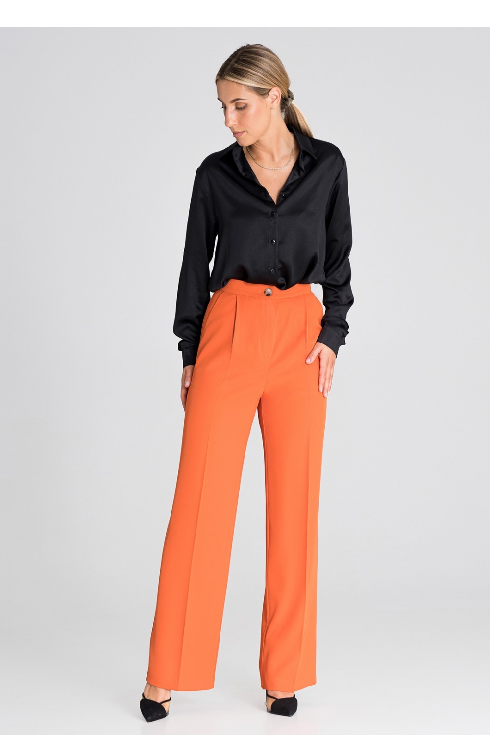 Spodnie Damskie Model M949 Orange - Figl185074 - Pomarańczowy