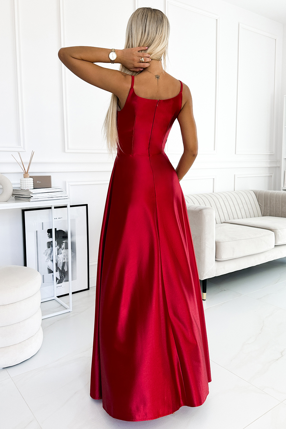 Sukienka Model Chiara 299-14 Red Satyna - Numoco186315 - Czerwony - obrazek 2