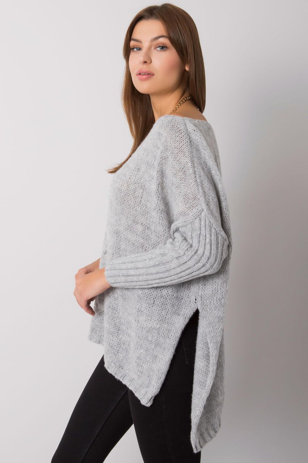 Sweter Damski Model TW-SW-BI-559.45 Grey - Och Bella186805 - Szary - obrazek 3