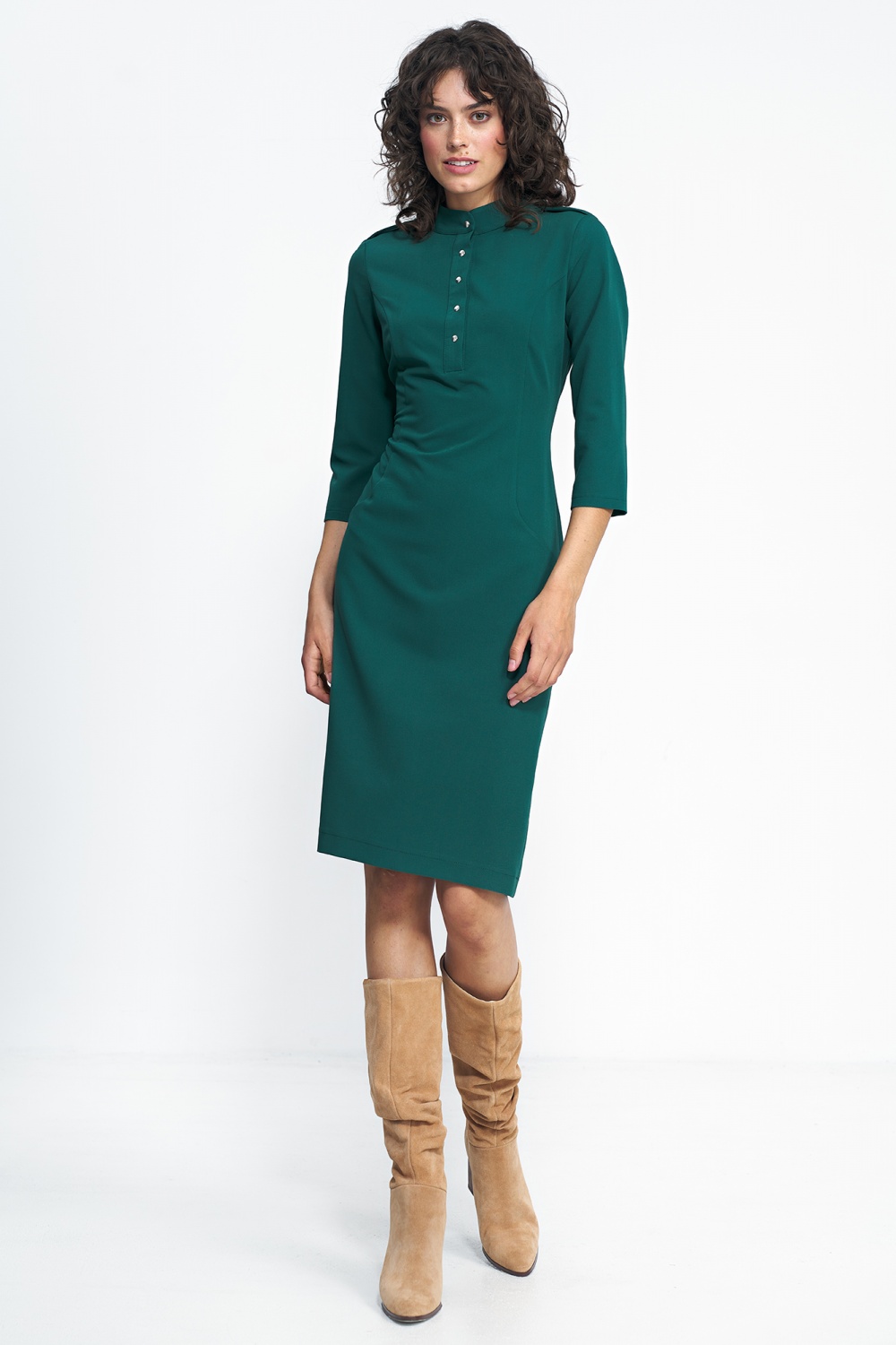 Sukienka Zielona sukienka z rękawem 3/4 S234 Green - Nife186839 - Zielony - obrazek 2