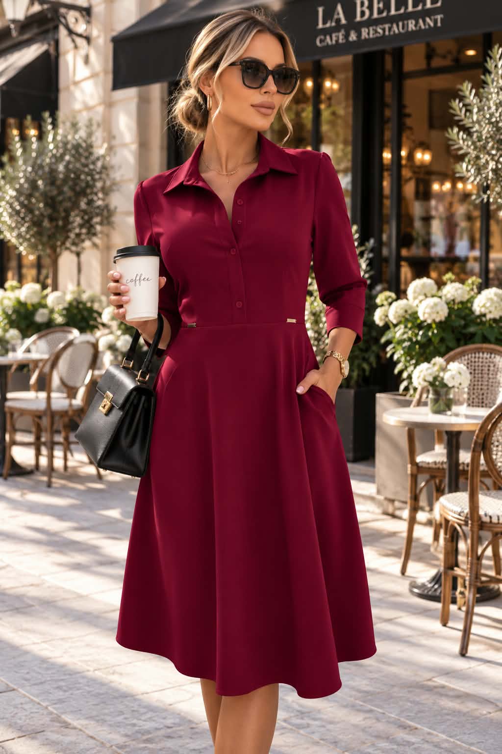 Sukienka Model Sandy 286-5 Bordo - Numoco171436 - Czerwony